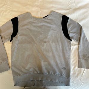 North Face crew hi-lo sweater - large - gray w/ black mesh detail and open back